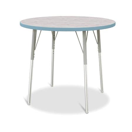 Jonti-Craft Berries Round Activity Table, 36 in. Diameter, A-height, Driftwood Gray/Coastal Blue/Gray 6488JCA452